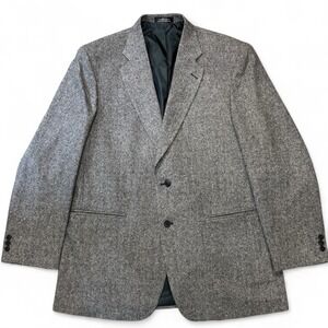Town Craft Men's Tweed Sport Coat Blazer Two Button Gray Herringbone 46L